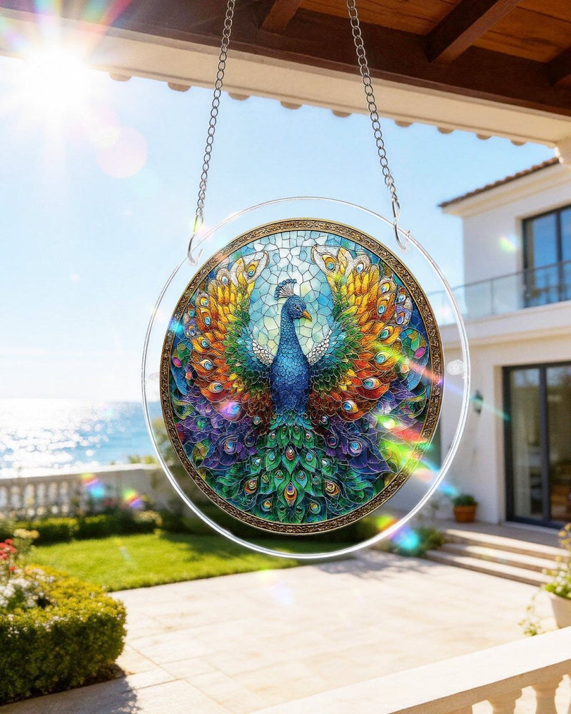 Peacock of Radiance Puzzle Suncatcher