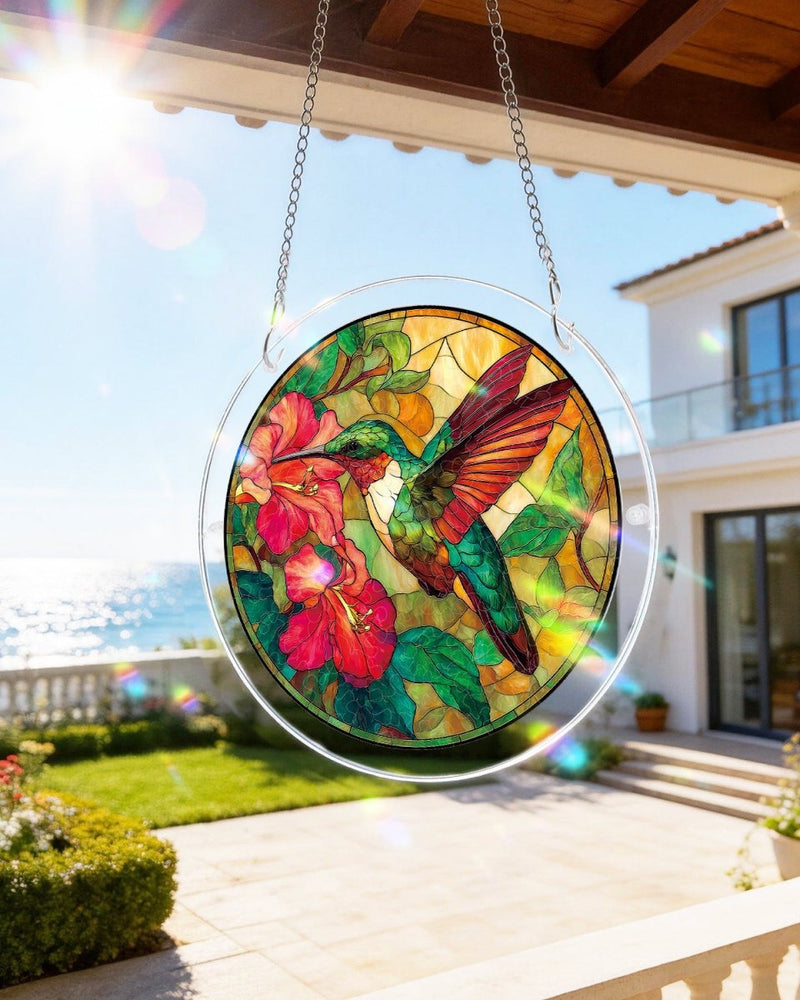 Emerald Hummingbird Puzzle Suncatcher