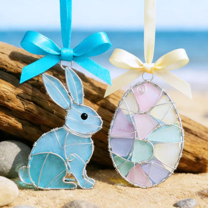 Easter Wire Wrapped Sea Glass Pendants
